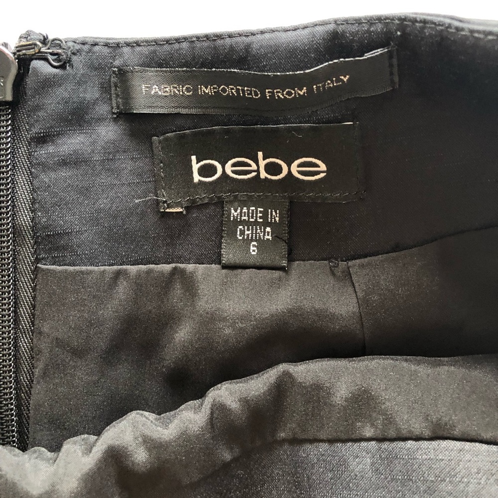 BEBE SILK PENCIL SKIRT BLACK SZ 6 OFFICE SEXY